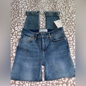 Free People Distressed Blue Ankle Jeans